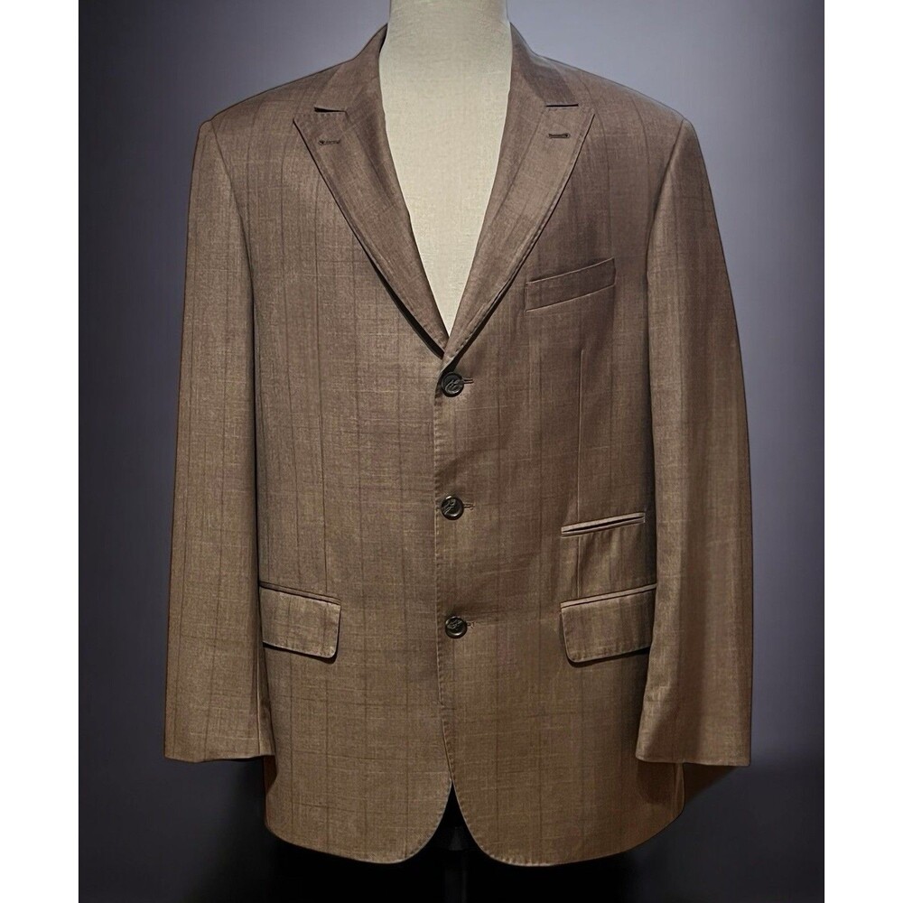 Mecca ‘Morton’ Sport Coat•Suit Jacket Men’s 42R 36W Brown Plaid 3-button Front